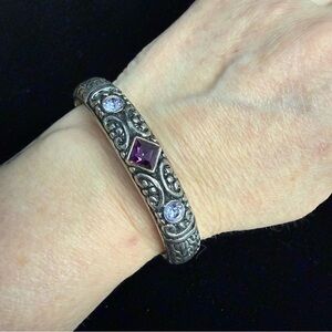 Revival Antiqued Purple Crystal Hinged Bracelet
